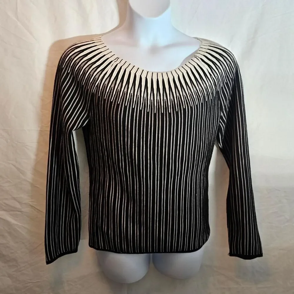 white house black market black white striped gothic sweater - Picture 3 of 6